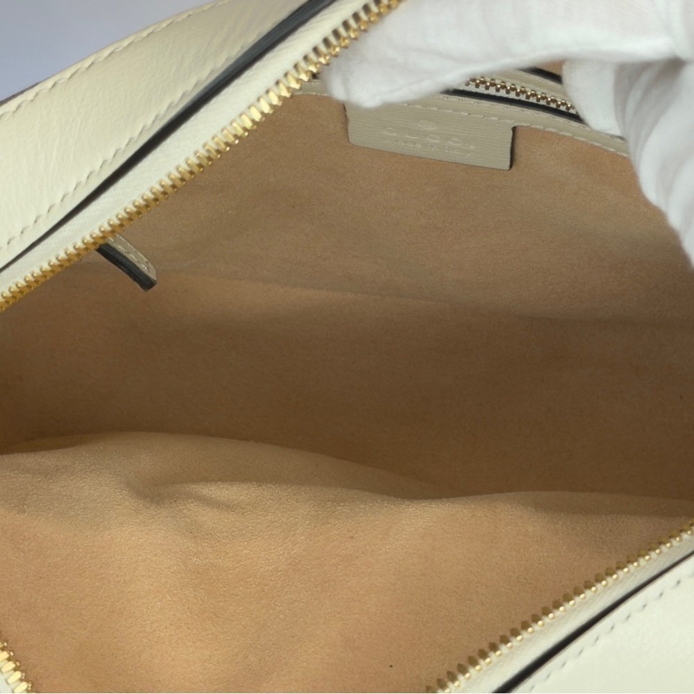 GUCCI Horsebit 1955 Ivory Brown GG Supreme Leather Crossbody Shoulder Bag + COA - Picture 12 of 13